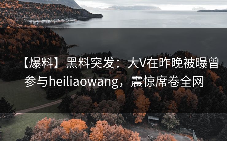 【爆料】黑料突发：大V在昨晚被曝曾参与heiliaowang，震惊席卷全网